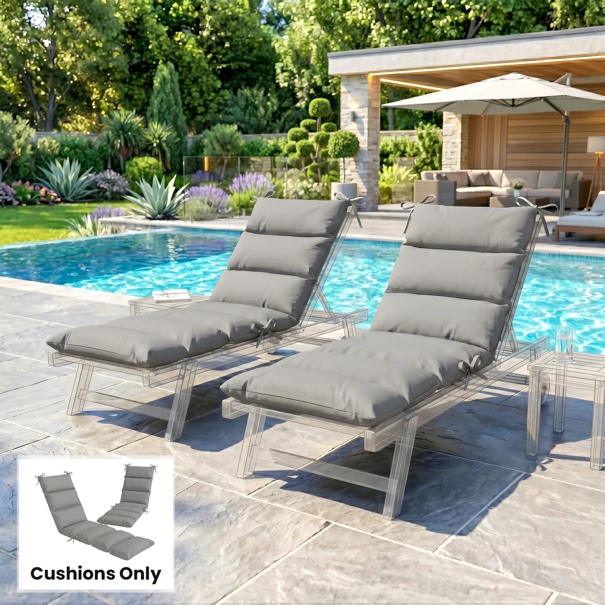 Outdoor Lounge Chair Cushion, Reversible, Zipper, Dark Grey Patio Chair Cushions at Gallery Canada