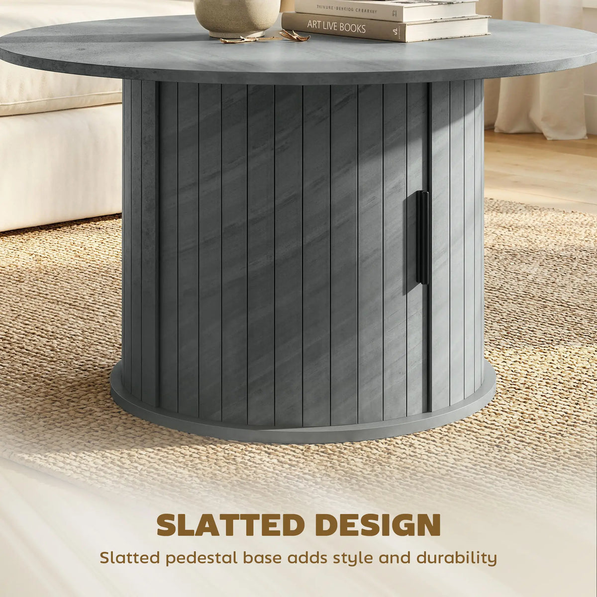 Round Coffee Table, 31.5", Cement Grey Coffee Tables at Gallery Canada