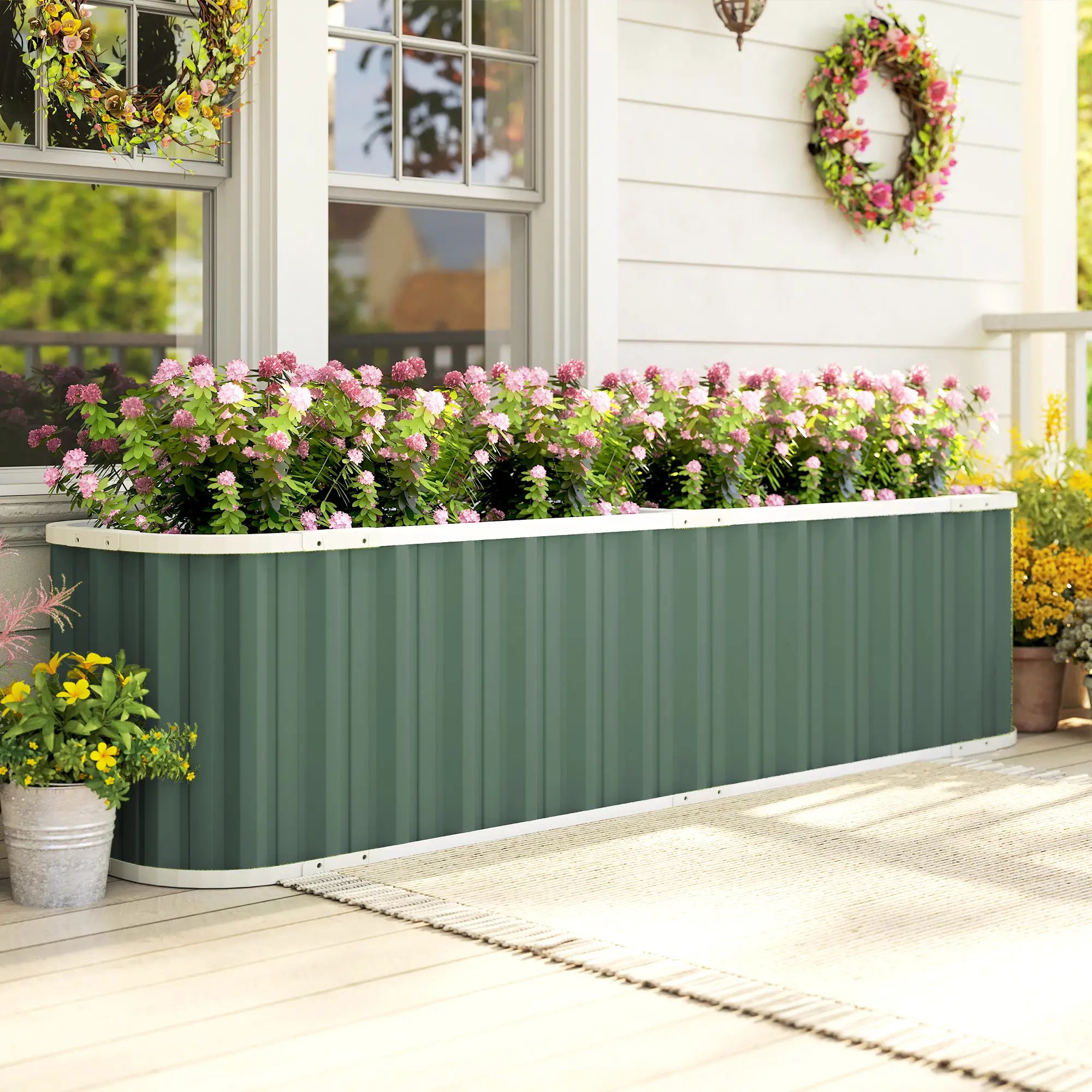 Galvanized Raised Garden Bed, Deep Rot Planter Box, 7' x 2' x 2', Light Green Galvanized Planter Boxes at Gallery Canada