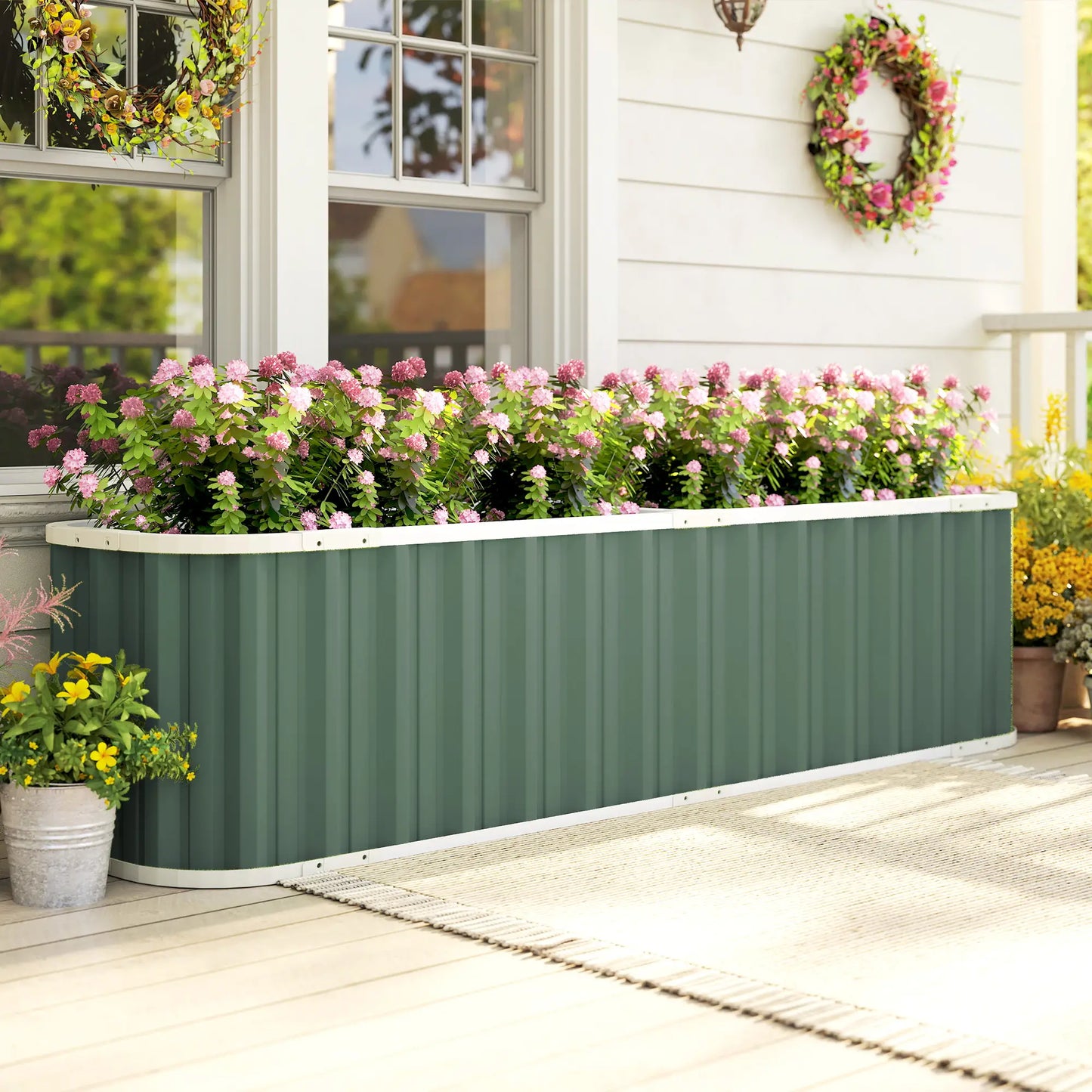 Galvanized Raised Garden Bed, Deep Rot Planter Box, 7' x 2' x 2', Light Green Galvanized Planter Boxes at Gallery Canada