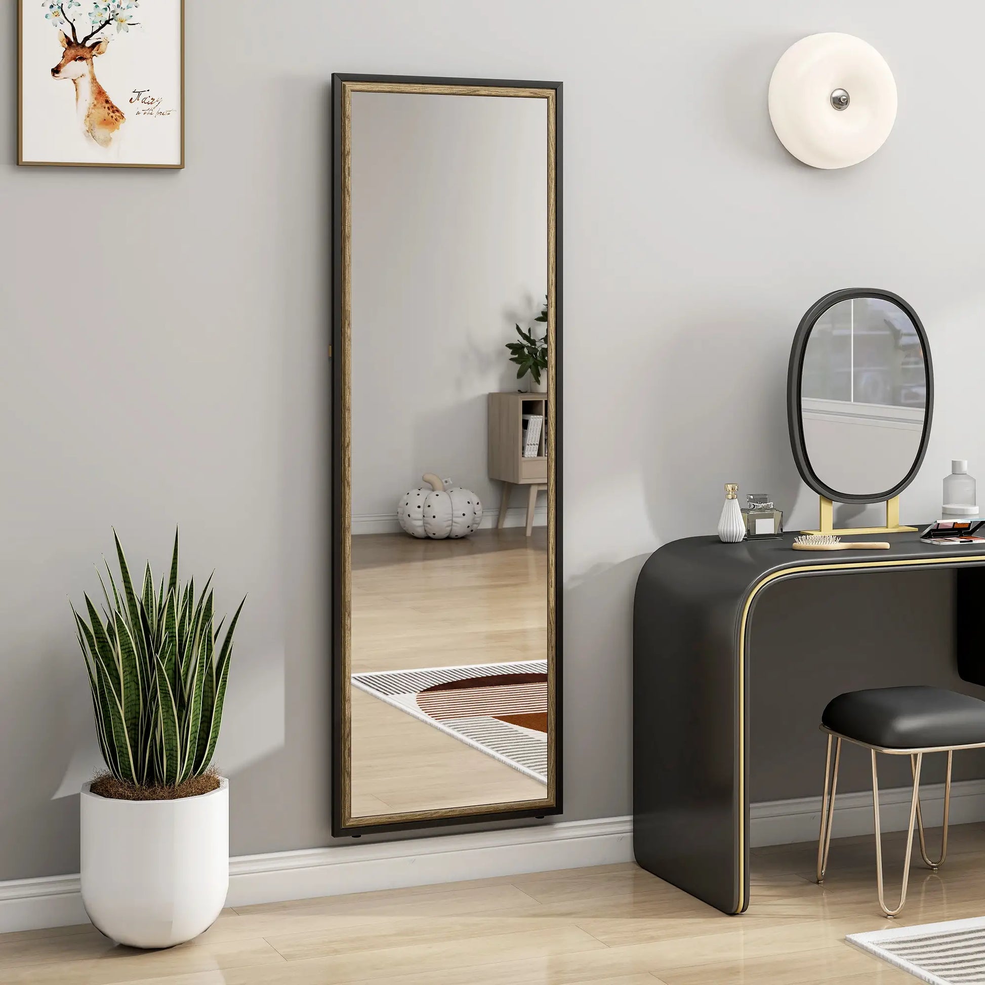 Full Length Mirror, 64" x 21", Dual-Tone Frame, Black Full Length Mirrors at Gallery Canada