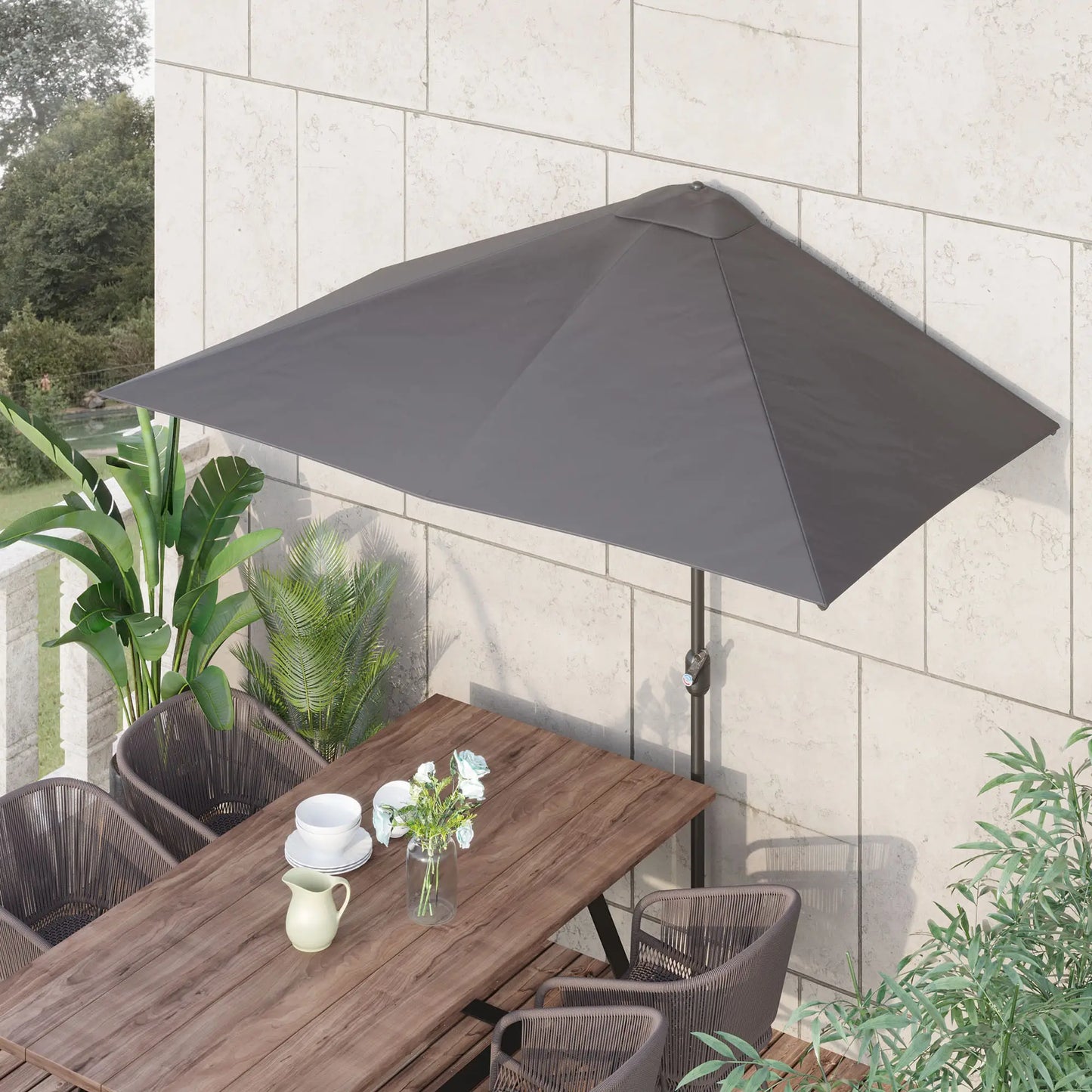 8ft Half Round Umbrella, Outdoor Patio Sun Shade, 5 Ribs Sun Umbrellas at Gallery Canada