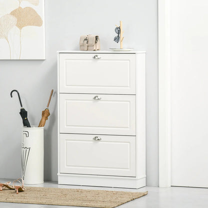 Shoe Cabinet, 3 Flip Drawers, Narrow, Holds 12 Pairs, White Shoe Storage Cabinets & Racks at Gallery Canada