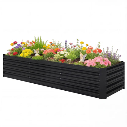 8 x 2.6 x 1.5ft Galvanized Raised Garden Bed, Black Outdoor Planter Box, Black Galvanized Planter Boxes Black at Gallery Canada