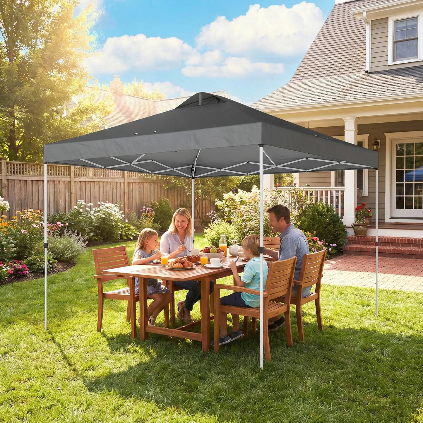 Waterproof Pop Up Canopy Tent, 9.8' x 9.8', Dark Grey Pop Up Canopies at Gallery Canada