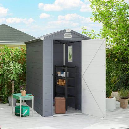 4.5' x 6' Plastic Storage Shed, Latch Door, Vents, Light Grey Sheds at Gallery Canada
