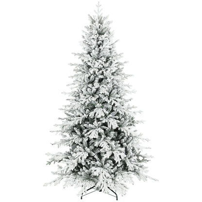 7ft Artificial Flocked Christmas Tree, Full Snow Pine, Hinged with Metal Stand Artificial Christmas Trees at Gallery Canada