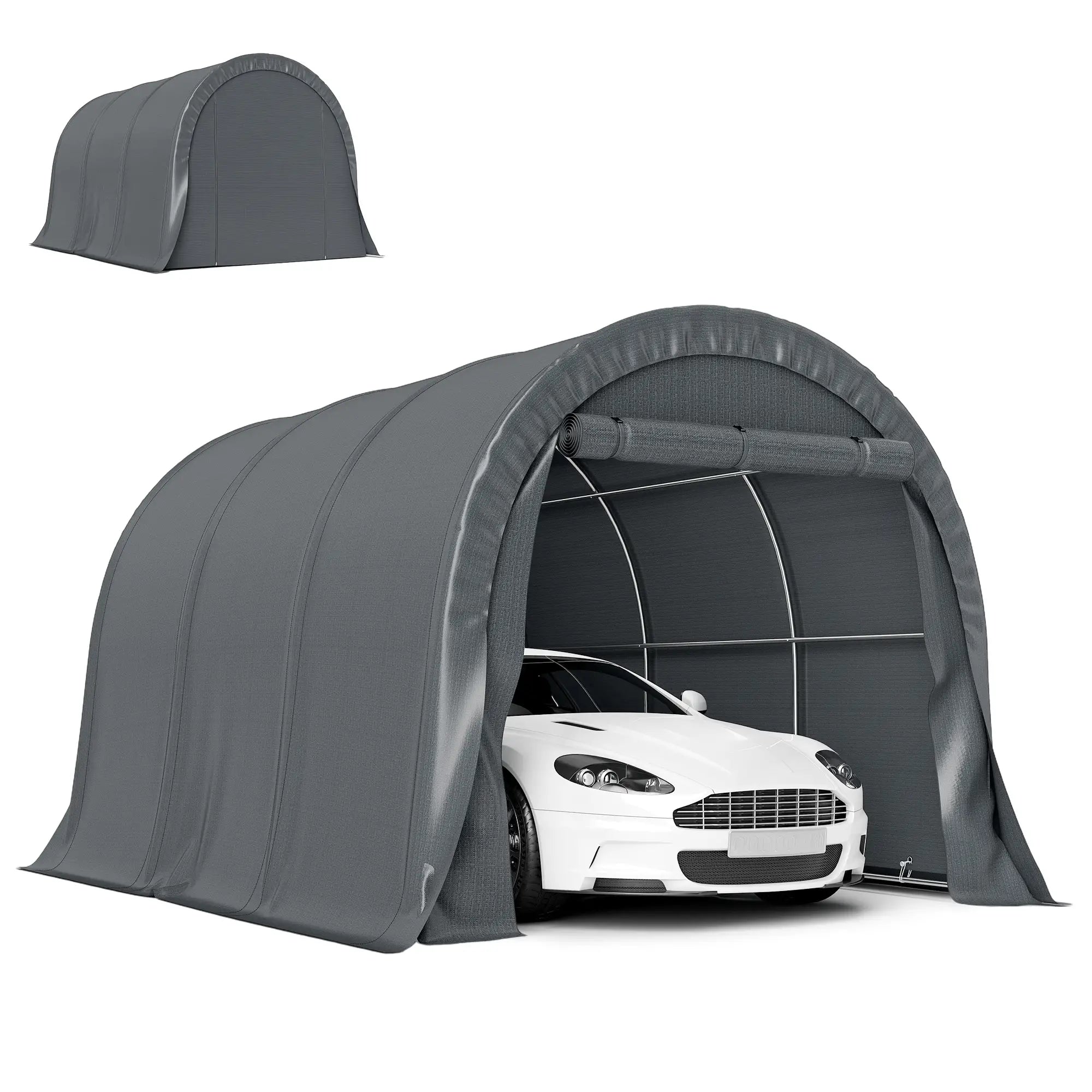 10' x 15' Heavy Duty Carport, Portable Garage Canopy, Dark Grey Car Shelters at Gallery Canada