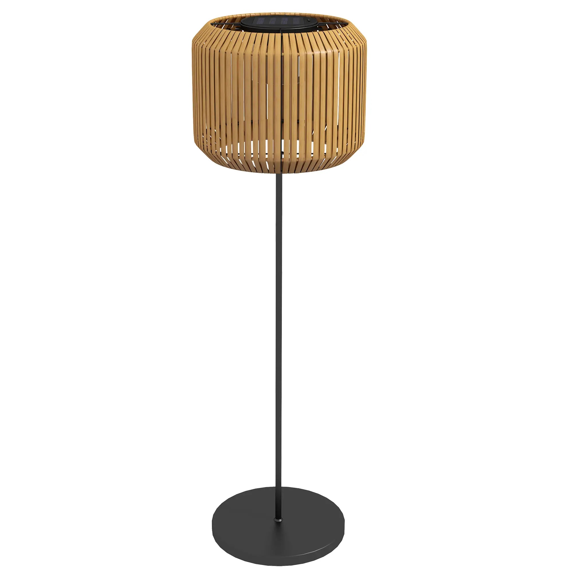 Wicker Outdoor Floor Lamp, Solar Lantern LED Lights, IP44, Yellow Solar Post Lamps Yellow, Black at Gallery Canada
