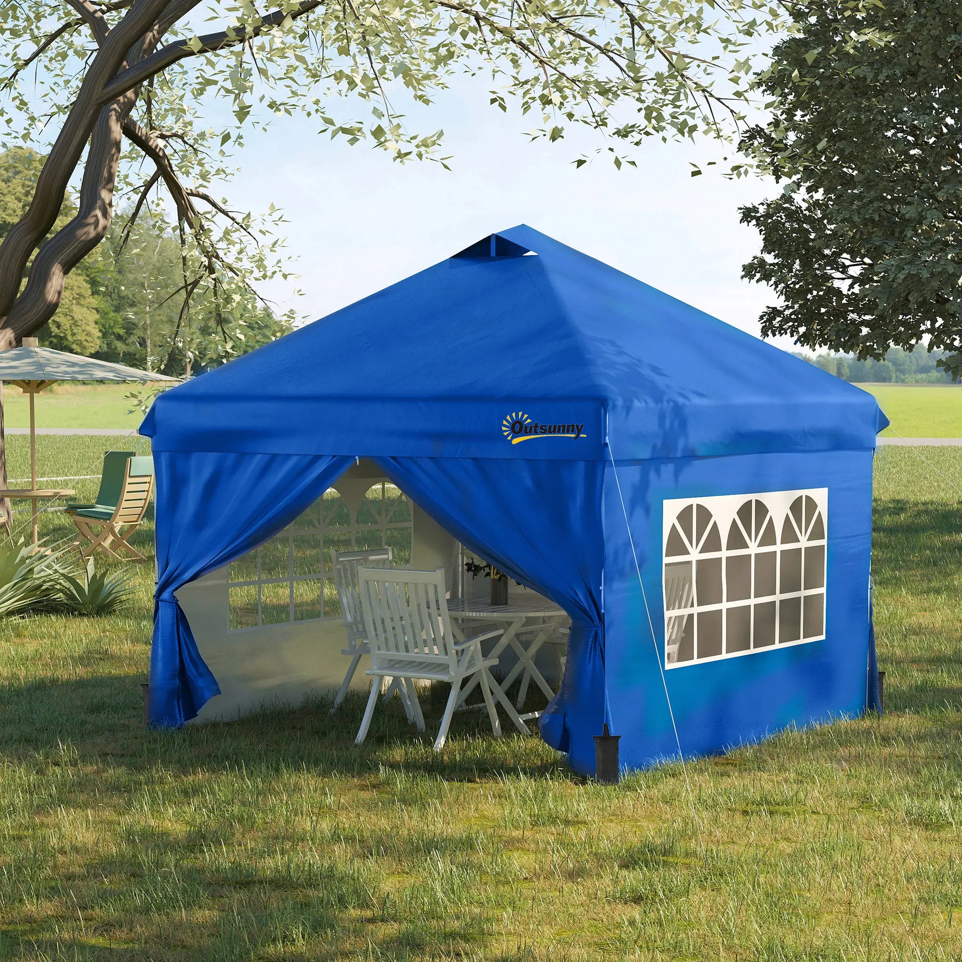 10' x 10' Pop Up Canopy Tent, Instant Sun Shelter, Blue Pop Up Canopies at Gallery Canada