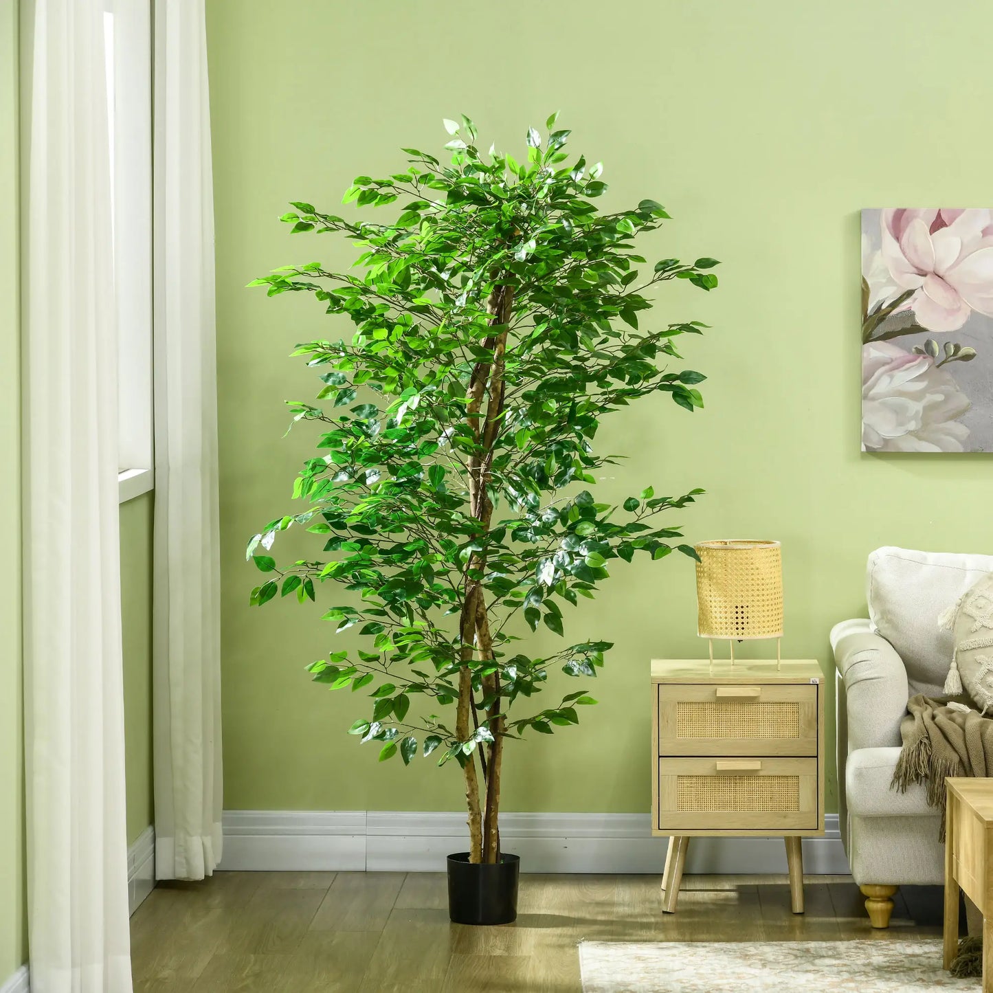 6ft Artificial Ficus Tree, Indoor Fake Plant with Pot Artificial Trees at Gallery Canada
