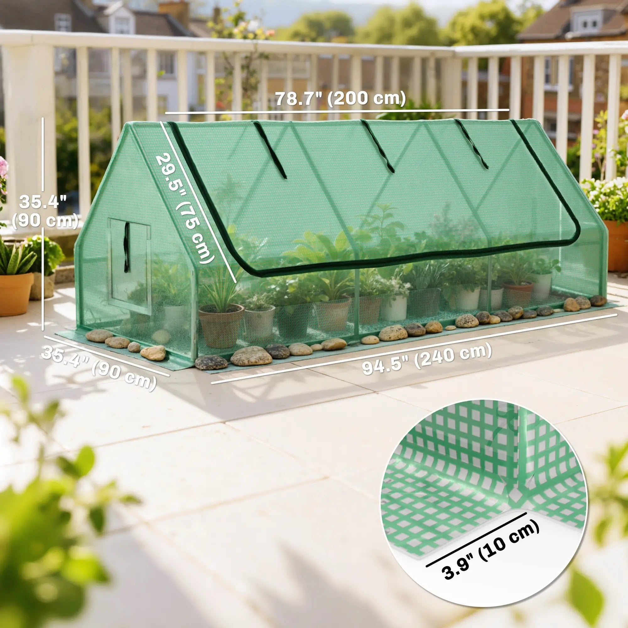 Portable Mini Greenhouse, Mesh Windows, 94.5