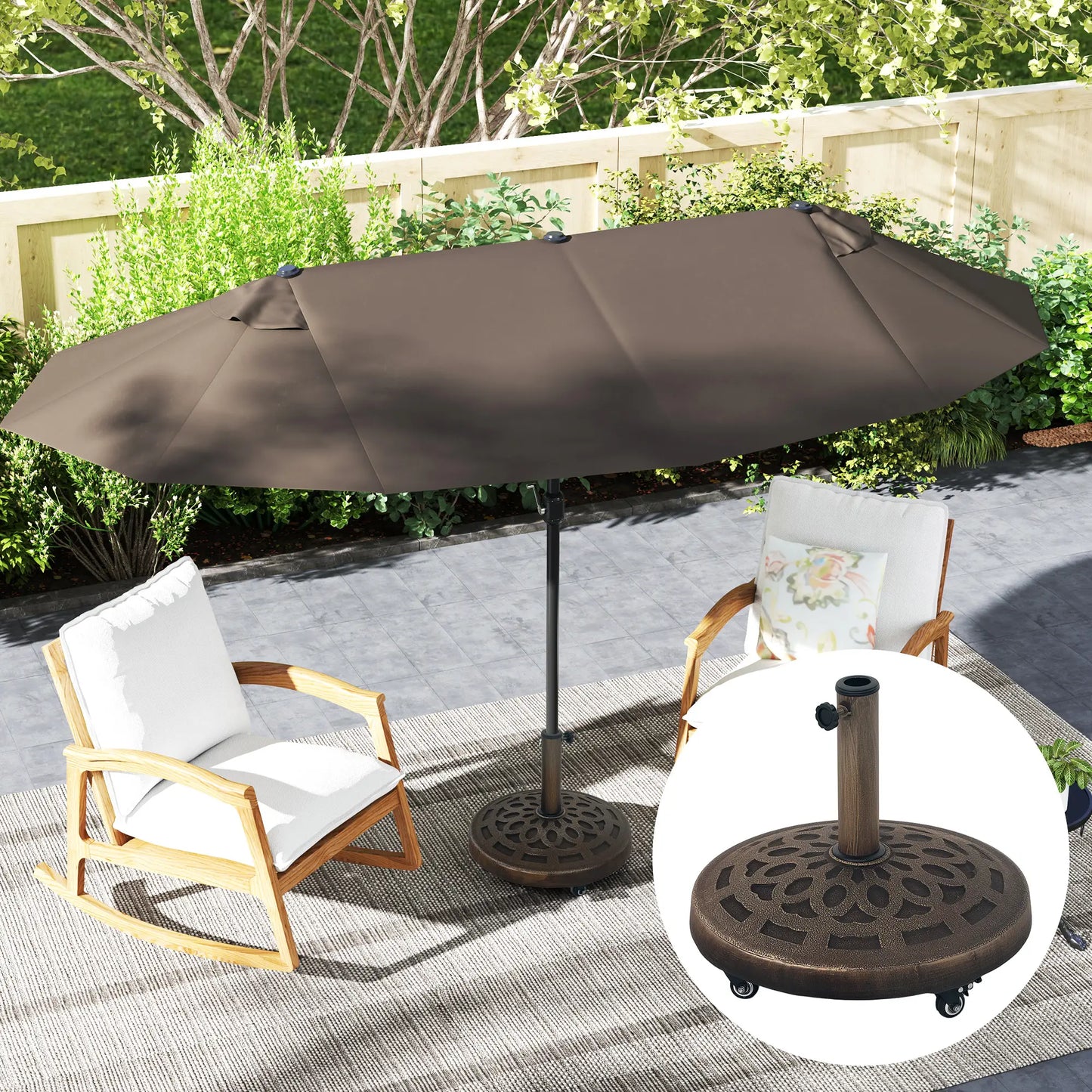 Round Patio Umbrella Base With Wheels, 46lbs, Bronze Umbrella Bases at Gallery Canada