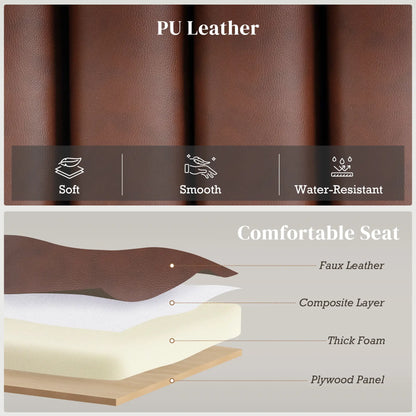 PU Leather Bed Bench, Cylindrical Seat, Metal Legs, Brown Storage Ottomans & Benches at Gallery Canada
