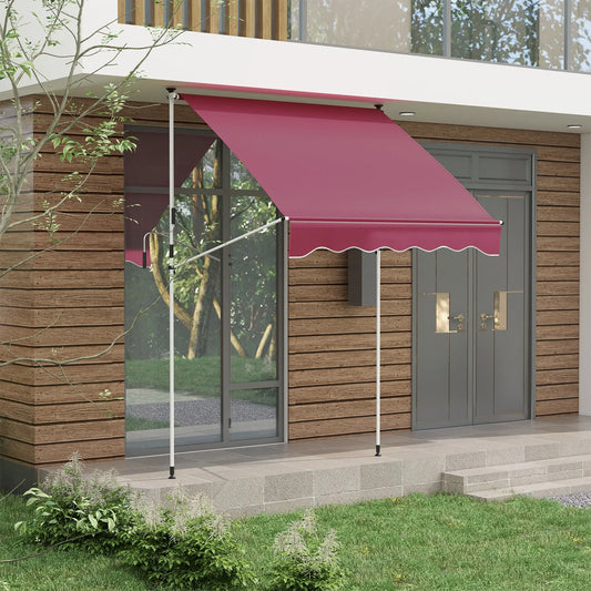 6.6'x5' Manual Retractable Patio Awning, Water Resistant, UV Protector, Wine Red Patio Awnings Wine Red at Gallery Canada