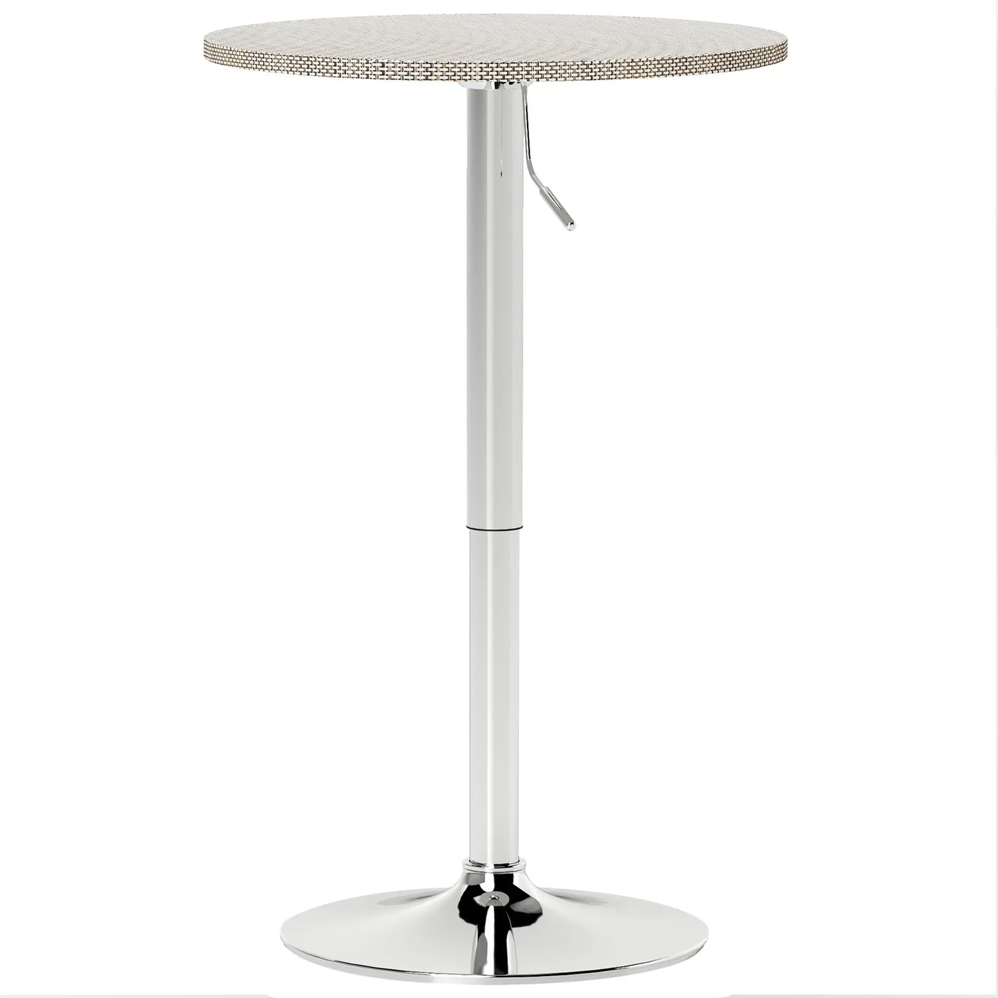 Adjustable Round Bar Table, PE Rattan Top, Steel Base, 2-Person, Grey Bar Tables Beige Grey at Gallery Canada