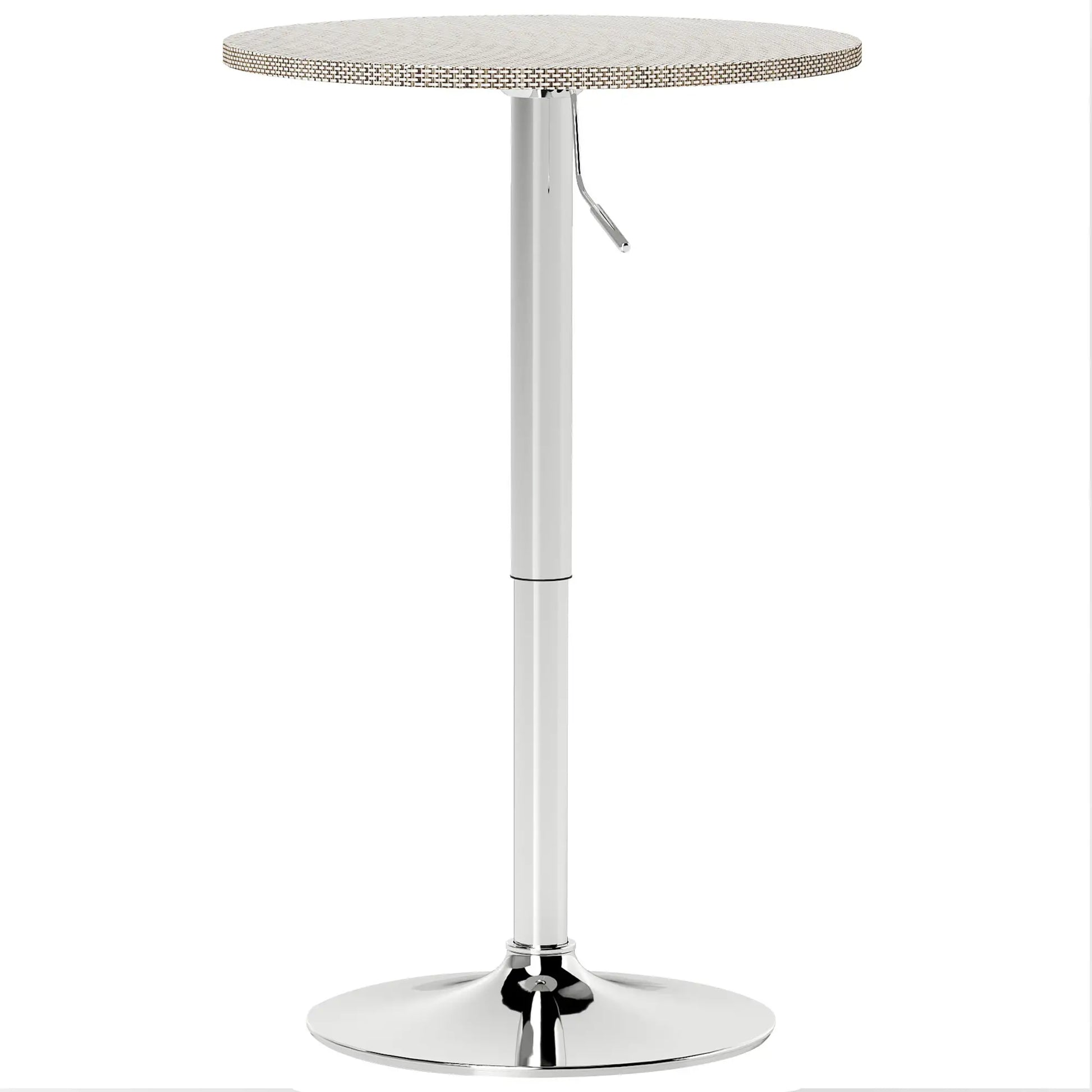 Adjustable Round Bar Table, PE Rattan Top, Steel Base, 2-Person, Grey Bar Tables Beige Grey at Gallery Canada