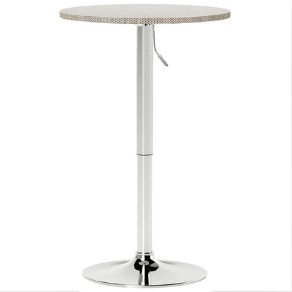 Adjustable Round Bar Table, PE Rattan Top, Steel Base, 2-Person, Grey Bar Tables Beige Grey at Gallery Canada