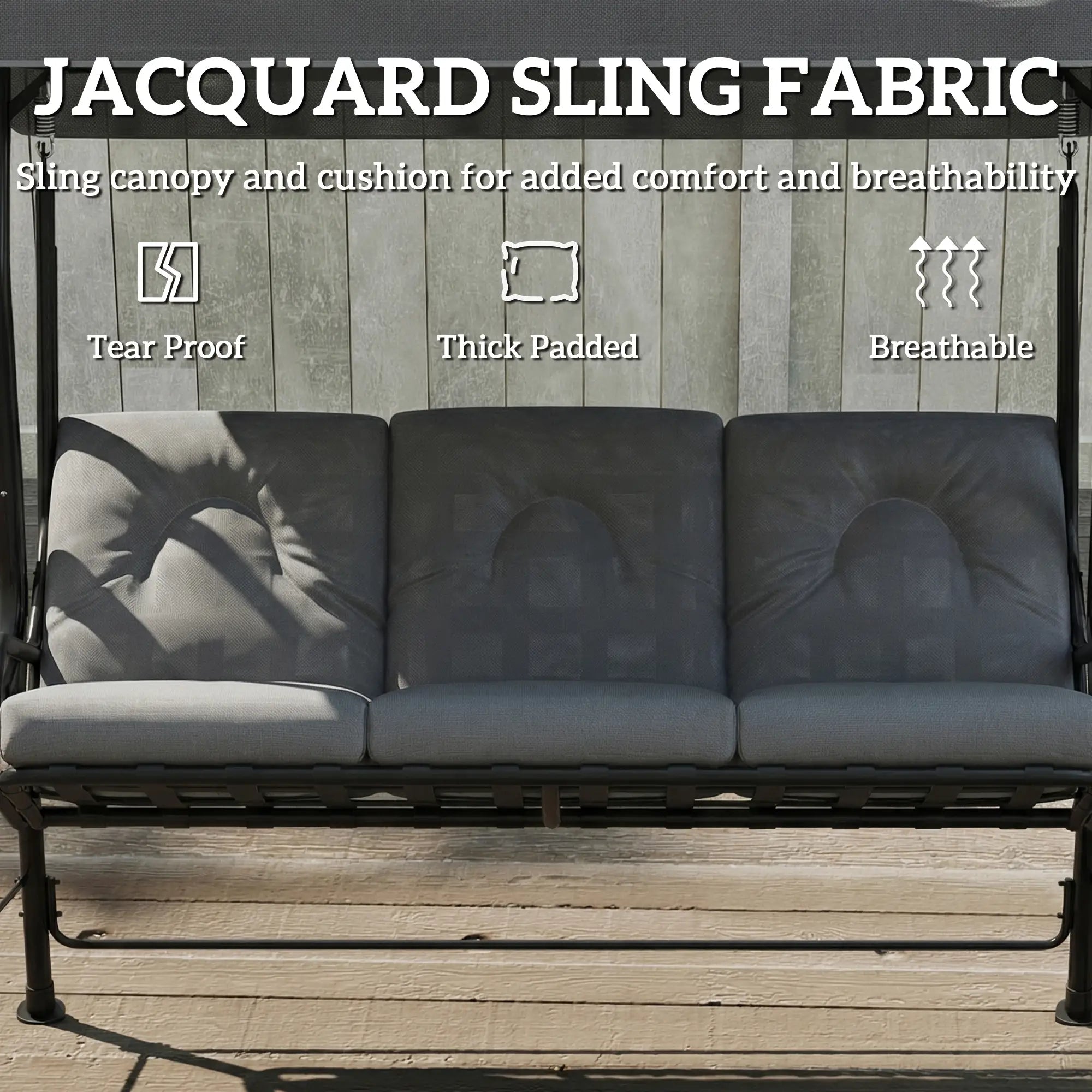 3-Person Patio Swing Chair With Canopy, Light Grey Porch Swings with Canopy at Gallery Canada