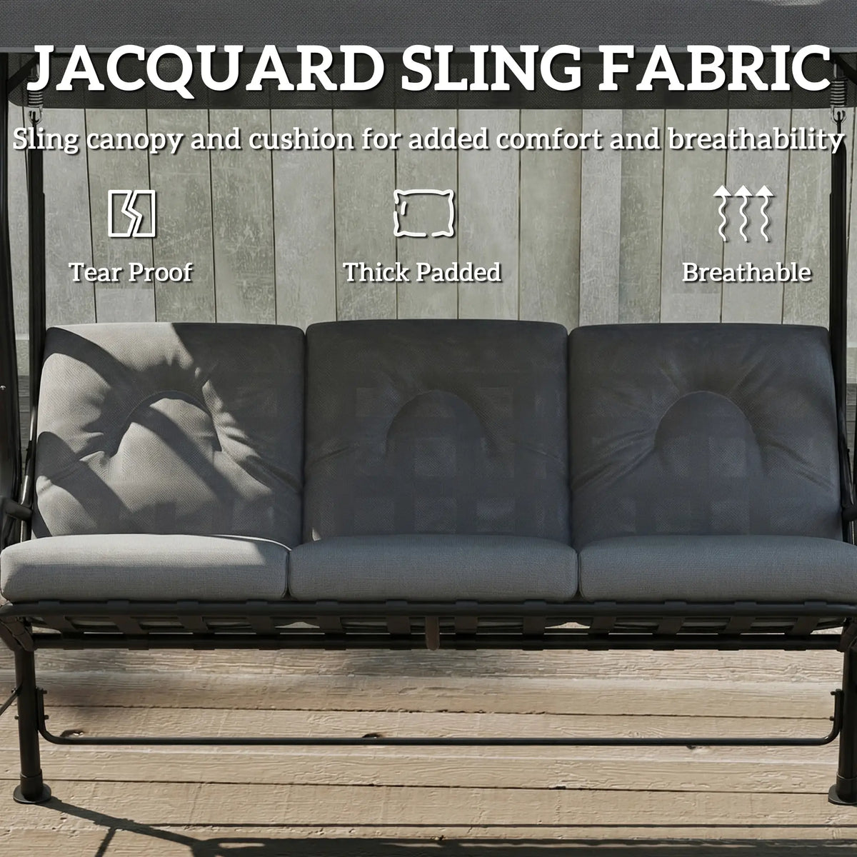 3-Person Patio Swing Chair With Canopy, Light Grey Porch Swings with Canopy at Gallery Canada