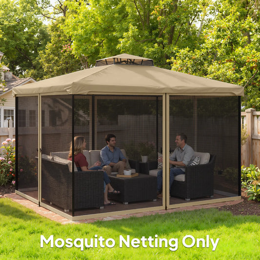 Mosquito Netting For Gazebo, 10' x 13', Khaki, Black Gazebo Sidewalls Khaki at Gallery Canada