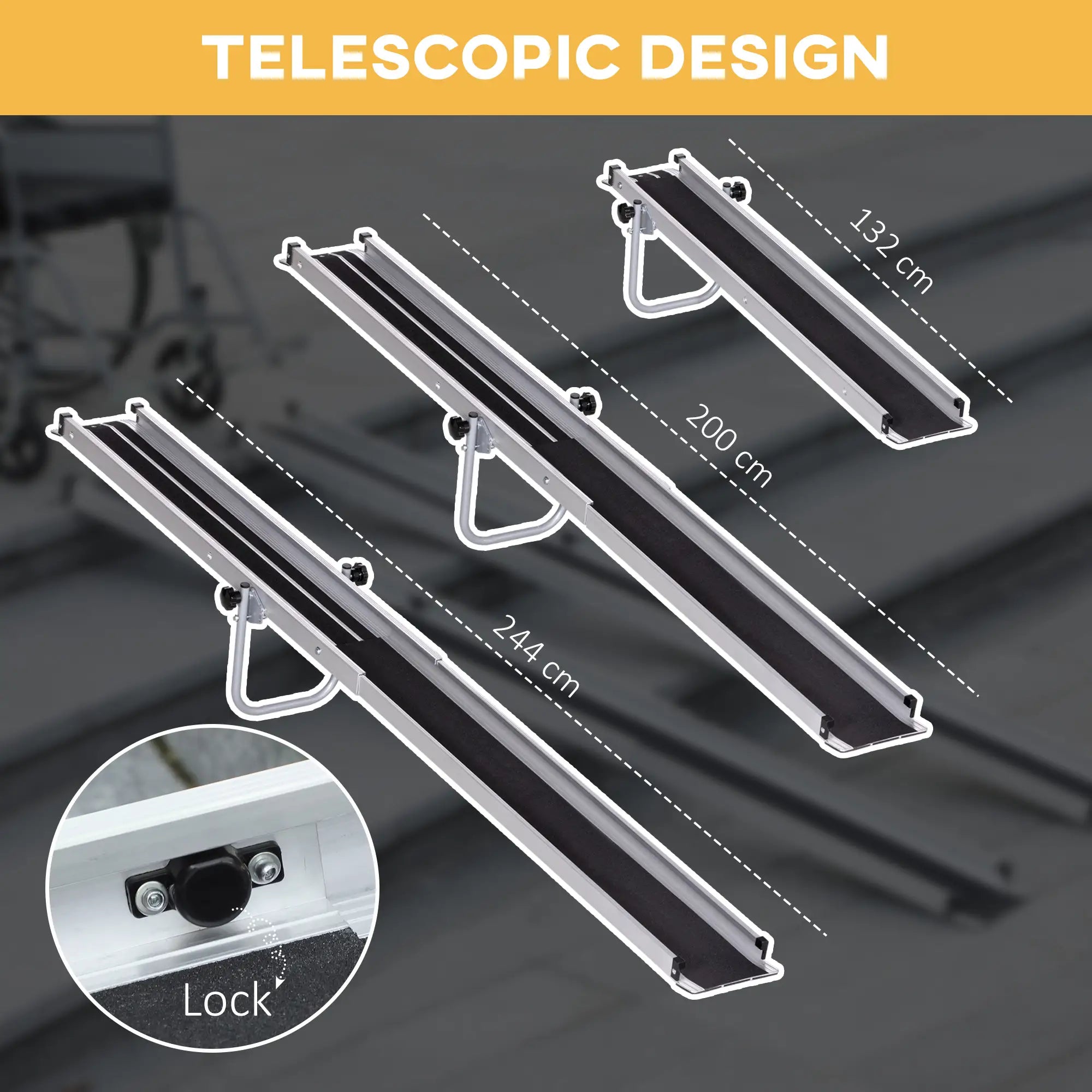 Telescopic Wheelchair Ramp, 8ft, 600 lbs, 2 Pack, Aluminum Knee Walker & Wheelchair Ramps at Gallery Canada