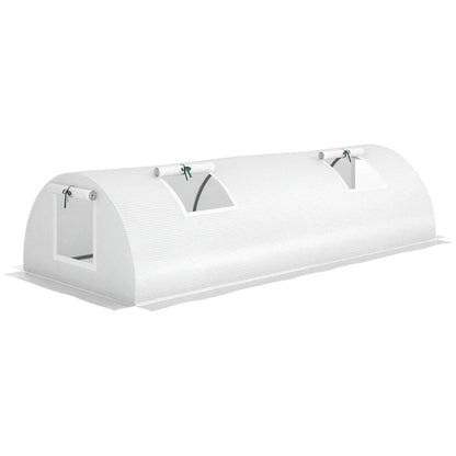 Portable Mini Greenhouse, 7' x 3' x 2', Steel Frame With 5 Mesh Windows, White