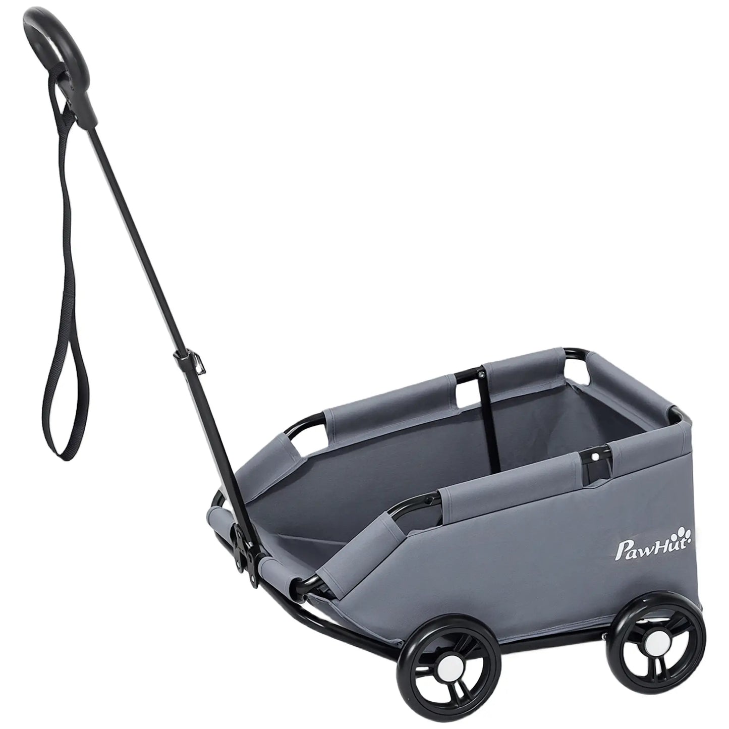 4 Wheels Folding Pet Stroller, Universal Handle, Storage Bag, Washable Cushion Dog Bike Trailers & Strollers Grey at Gallery Canada