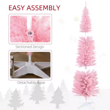 7' Pre Lit Artificial Pencil Christmas Tree, Warm White LED Lights, Pink Pencil Christmas Trees at Gallery Canada