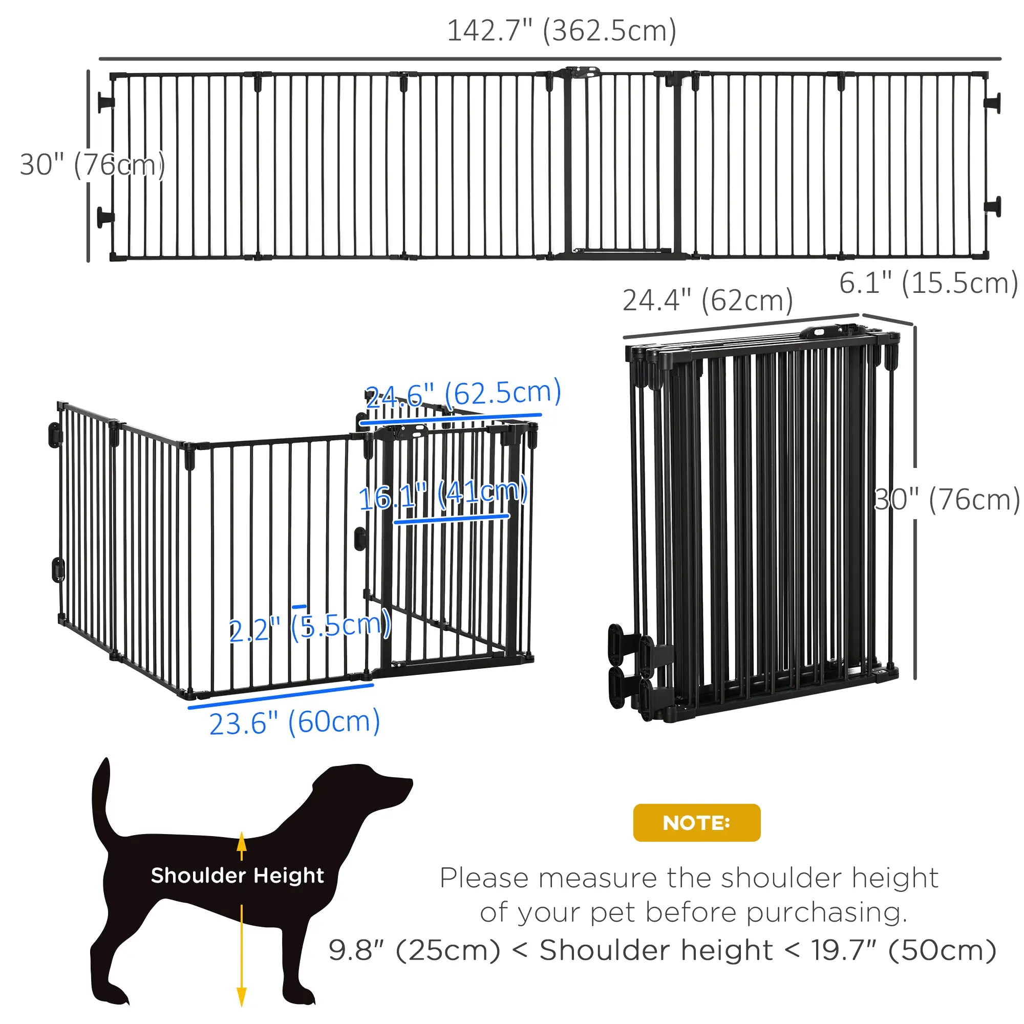 6-Panel Dog Safety Gate, Steel Fence, Black Houses, Kennels & Pens at Gallery Canada