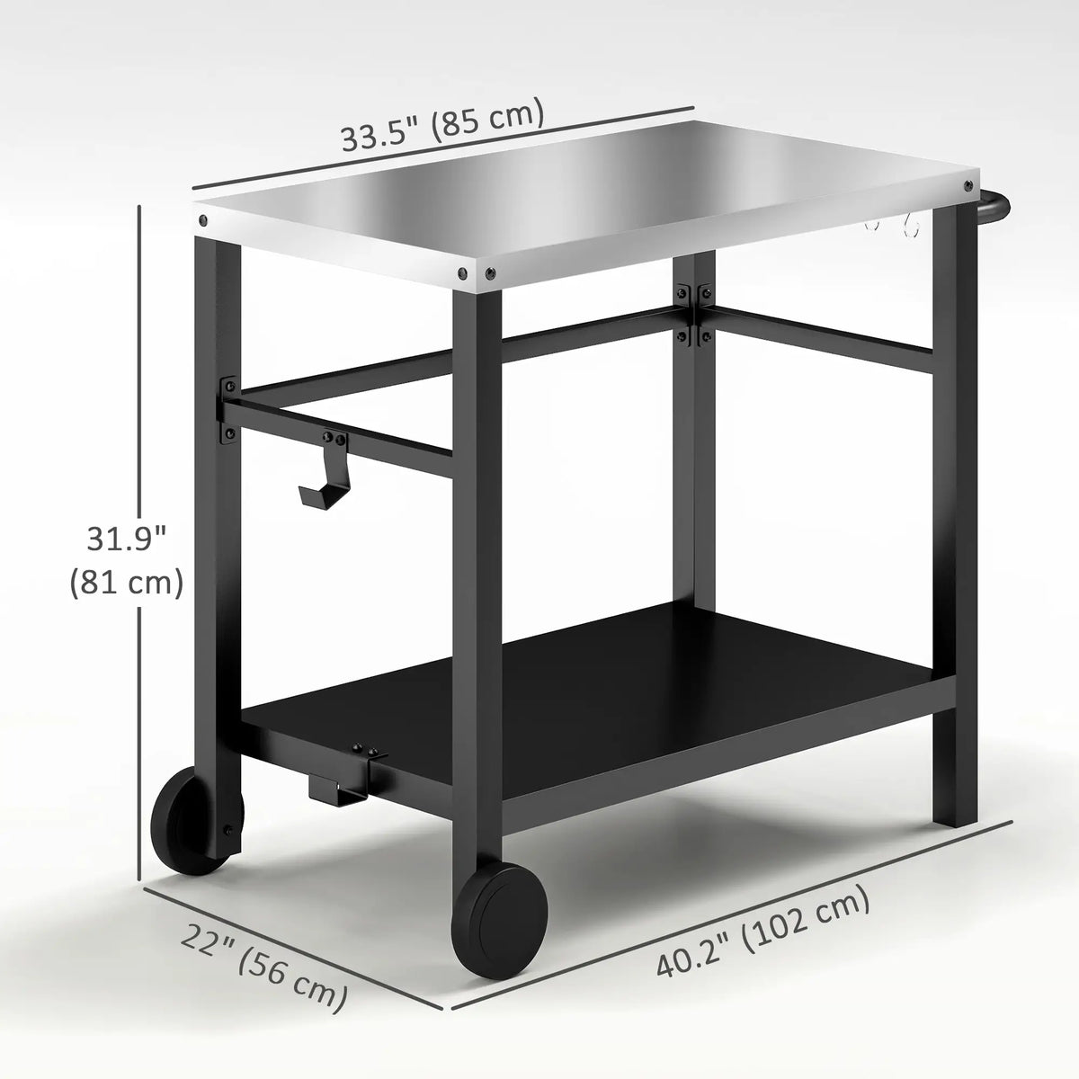 Outdoor Grill Cart, Stainless Steel Tabletop, 2-Shelf, Charcoal Grey Outdoor Grill Carts at Gallery Canada
