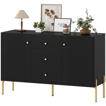 Buffet Cabinet, Modern Sideboard with 3 Drawers and 2 Shelves, Black