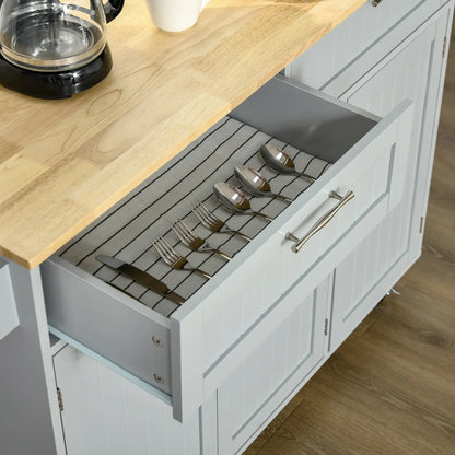 Rolling Kitchen Island, Cart with 2 Drawers, 3 Door Cabinets, 3-Doors, Grey Kitchen Islands & Kitchen Carts at Gallery Canada