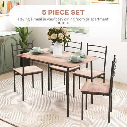 5 Piece Dining Table Set for 4, Space Saving Kitchen Table and 4 Chairs, Rectangle, Steel Frame for Dining Room Bar Sets at Gallery Canada