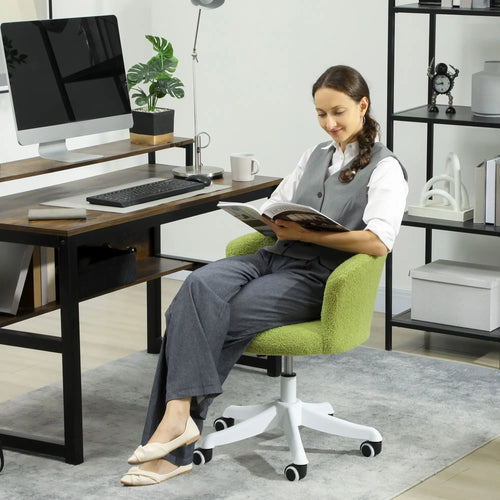 Armless Office Chair, Adjustable Height, Swivel Wheels, Mid Back, Light Green