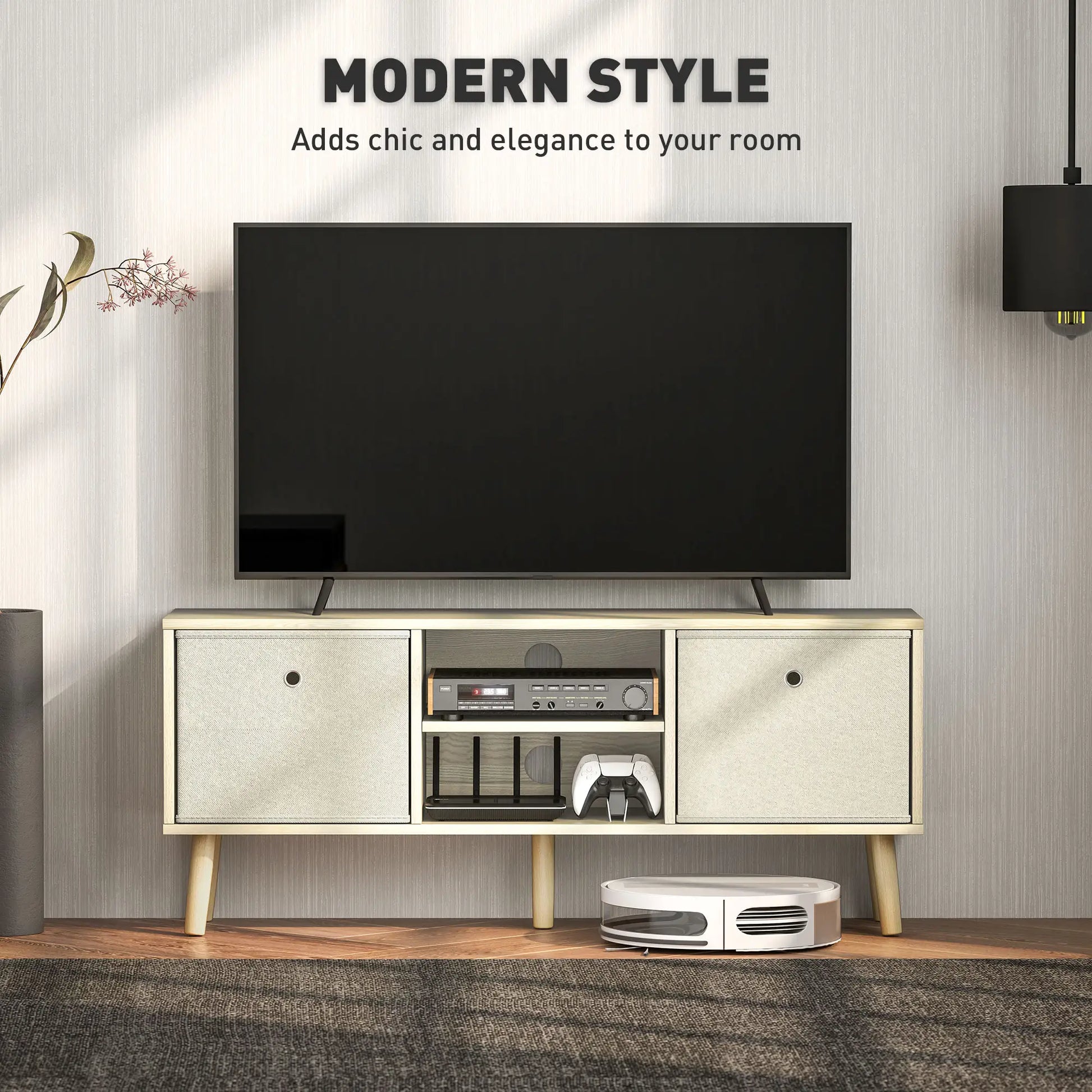 Modern TV Stand, Foldable Drawers, Shelves, Natural TV Stands at Gallery Canada