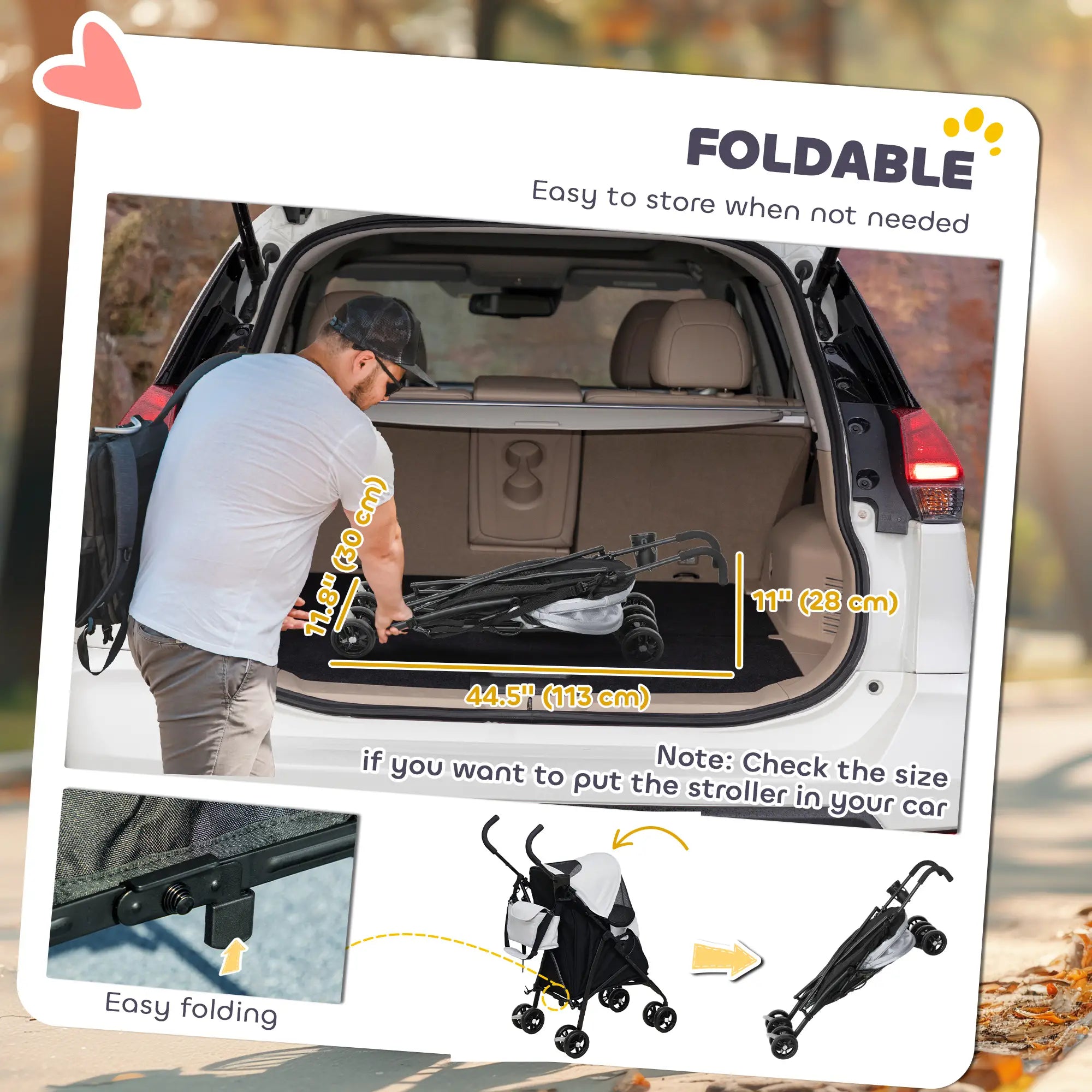 Foldable Dog Stroller, Lightweight, Storage Bag, Cup Holder, Light Grey Dog Bike Trailers & Strollers at Gallery Canada