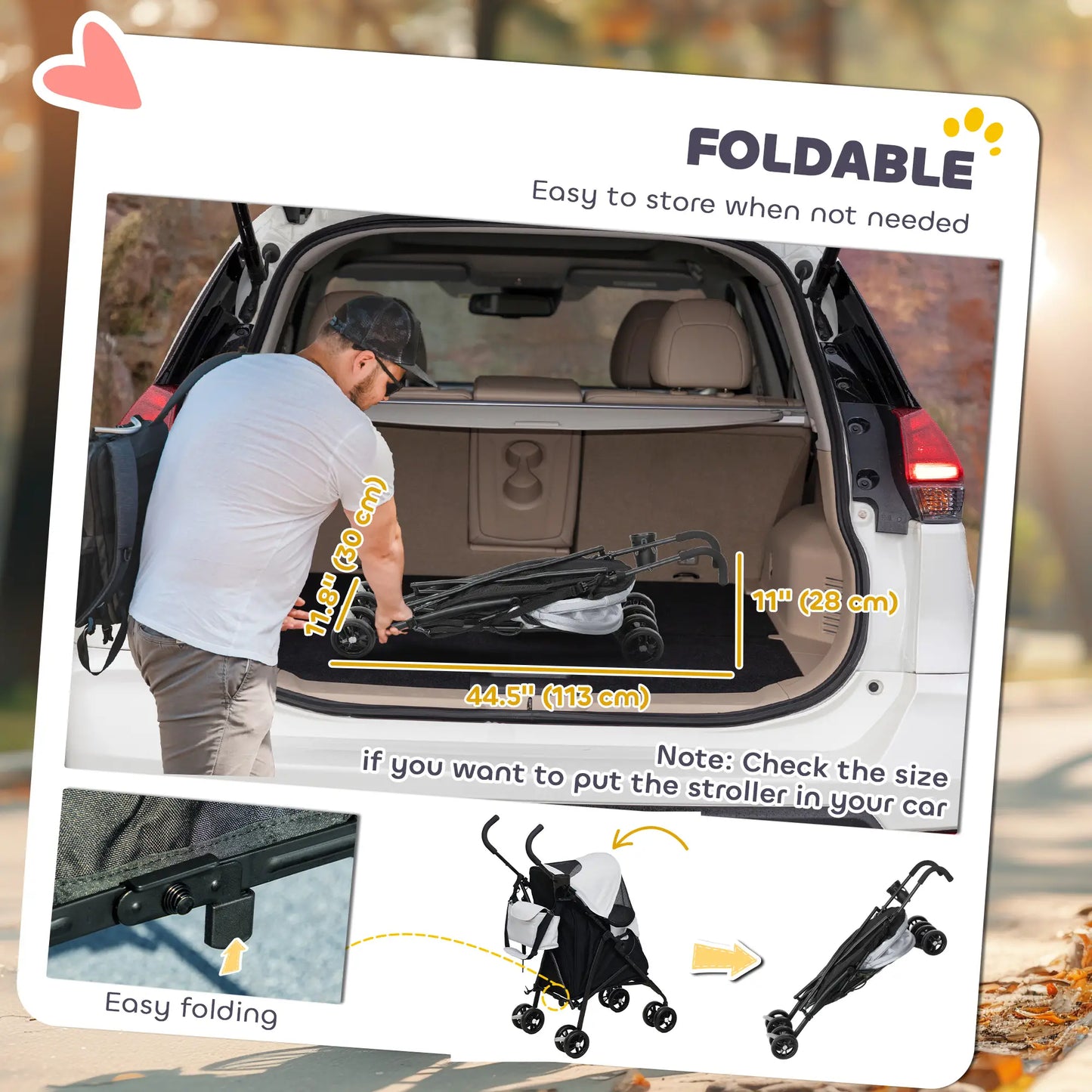 Foldable Dog Stroller, Lightweight, Storage Bag, Cup Holder, Light Grey Dog Bike Trailers & Strollers at Gallery Canada