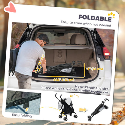 Foldable Dog Stroller, Lightweight, Storage Bag, Cup Holder, Light Grey Dog Bike Trailers & Strollers at Gallery Canada