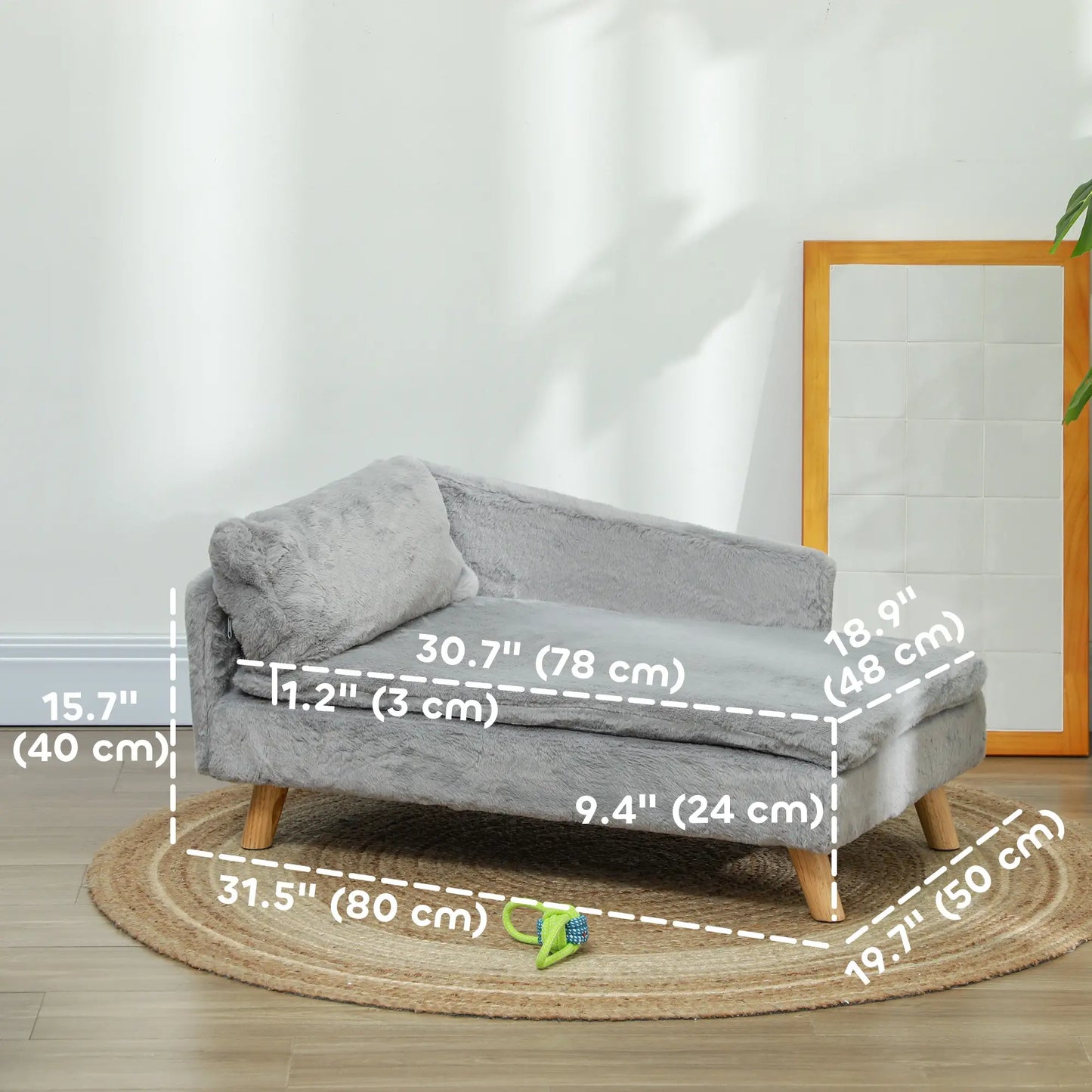 Dog Sofa Bed for Medium Pets, Removable Washable Cover, Light Grey Dog Sofas at Gallery Canada