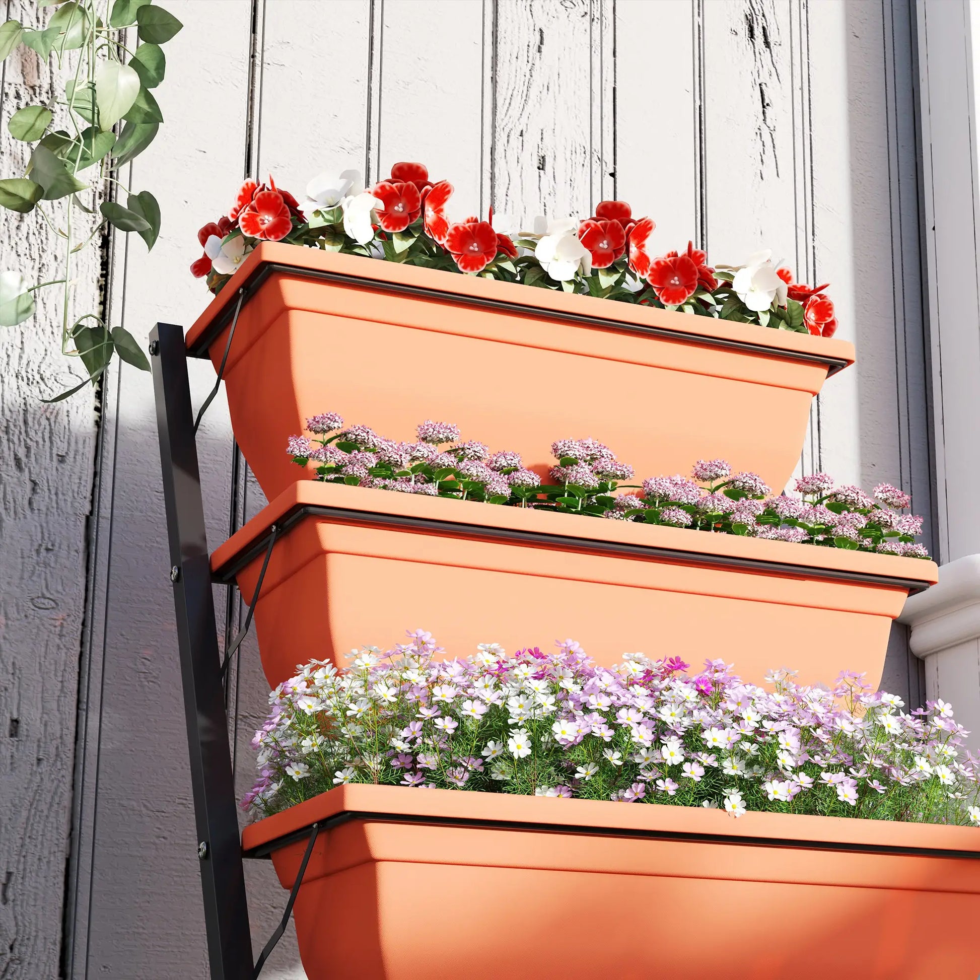 5-Tier Raised Garden Bed, Plant Stand, Flower Pots, Leaking Holes, Red Plant Stands at Gallery Canada
