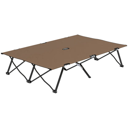 76" Two Person Folding Camping Cot, Portable Military Bed, Khaki Camping Cots Khaki at Gallery Canada