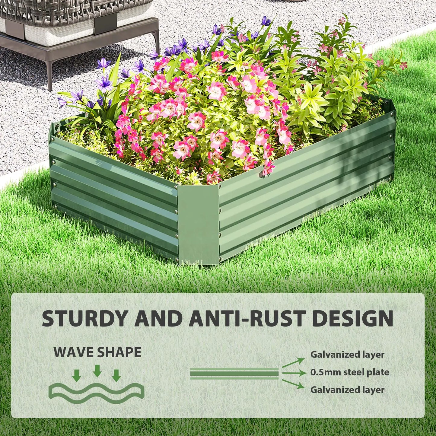 Galvanized Raised Garden Bed, 4' x 3' x 1', Metal Planter Box, Dark Green Galvanized Planter Boxes at Gallery Canada