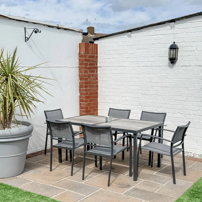 7-Piece Outdoor Dining Set, 6 Stackable Chairs, Plastic Top Table Outdoor Dining Sets at Gallery Canada