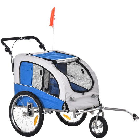 Dog Bike Trailer, 2-In-1 Pet Stroller, Bicycle Wagon, Blue Dog Bike Trailers & Strollers Blue at Gallery Canada