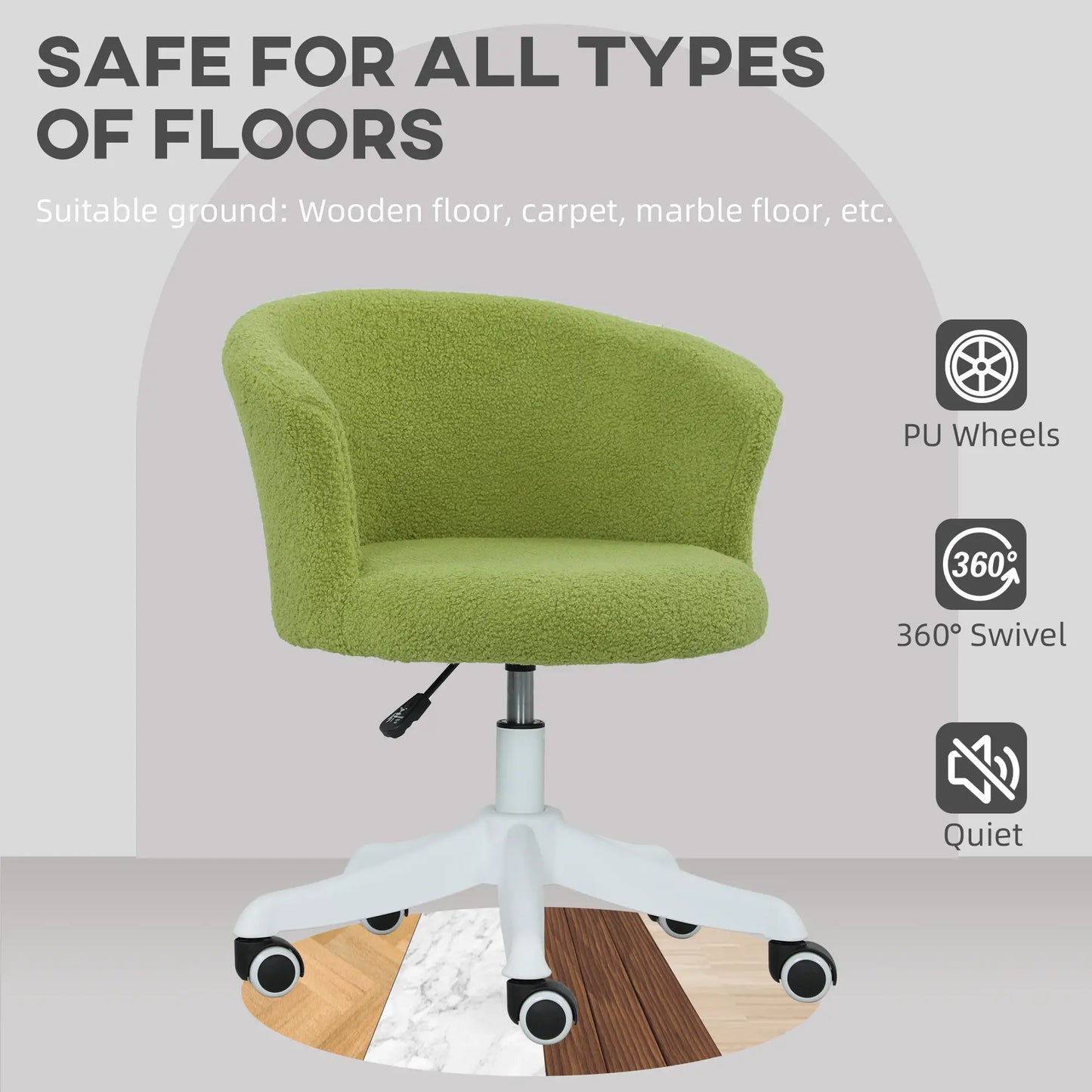 Armless Office Chair, Adjustable Height, Swivel Wheels, Mid Back, Light Green Task Chairs at Gallery Canada