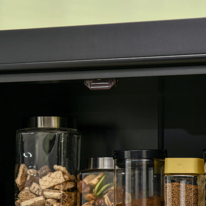 72.5" Freestanding Kitchen Pantry Cabinet with 4 Doors, Black Kitchen Pantry Cabinets at Gallery Canada