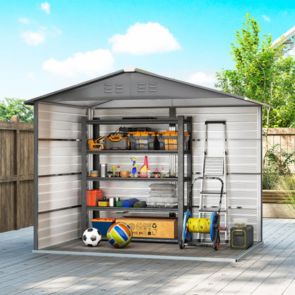 8' x 6' Outdoor Storage Shed, Metal Garden Shed, Dark Grey Sheds at Gallery Canada