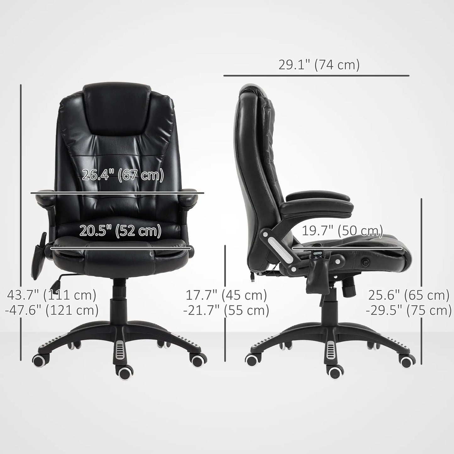 Reclining Massage Office Chair, High Back, Swivel Wheels, Black Office Chairs at Gallery Canada