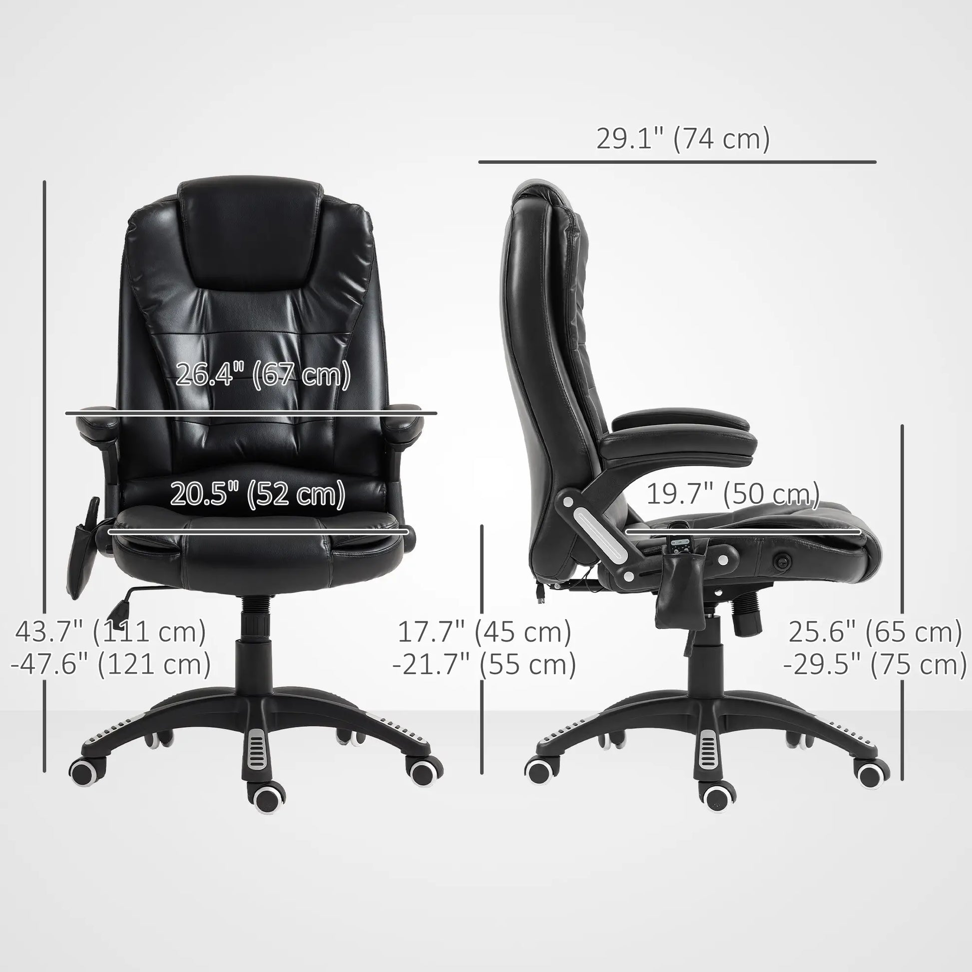 Reclining Massage Office Chair, High Back, Swivel Wheels, Black Office Chairs at Gallery Canada